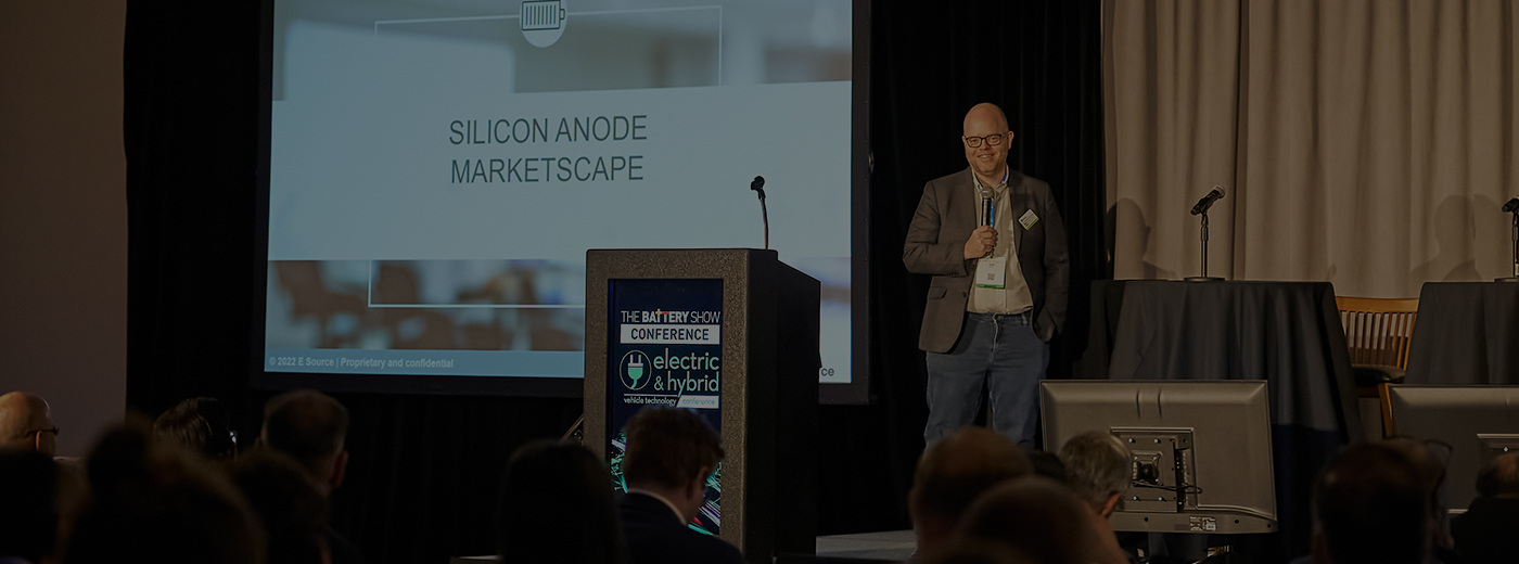 A keynote speaker on stage on The Battery Show & EV Tech Expo 